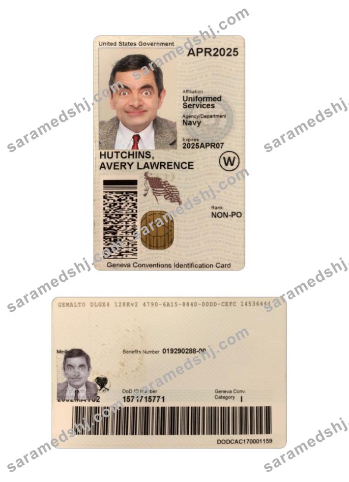 USA Geneva Conventions ID card